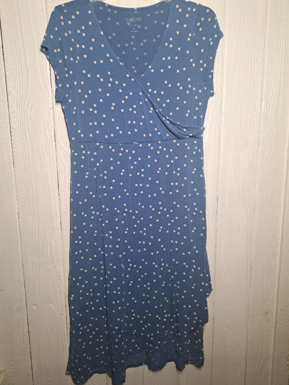 a:glow blue polka dot maternity nursing dress Large
